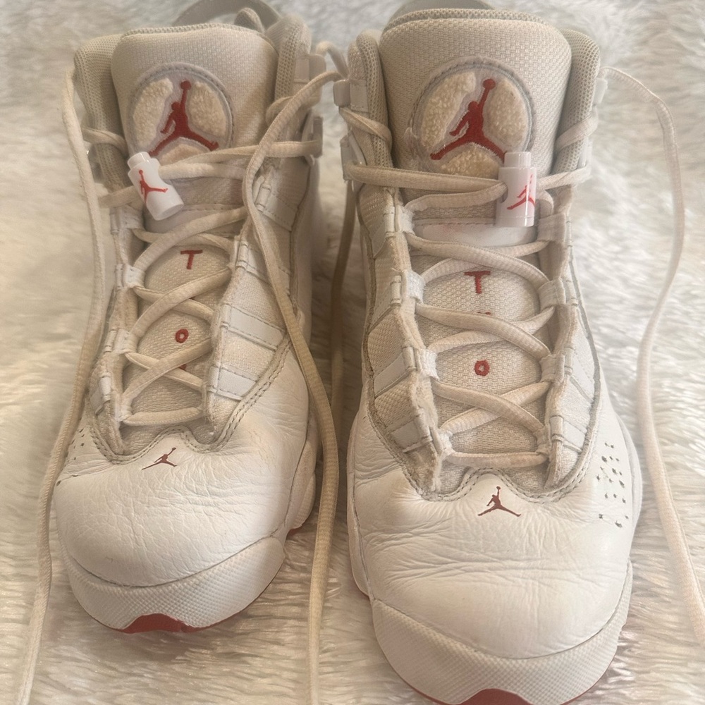 Nike Jordan 6 Ring Kids Sneakers White and Red